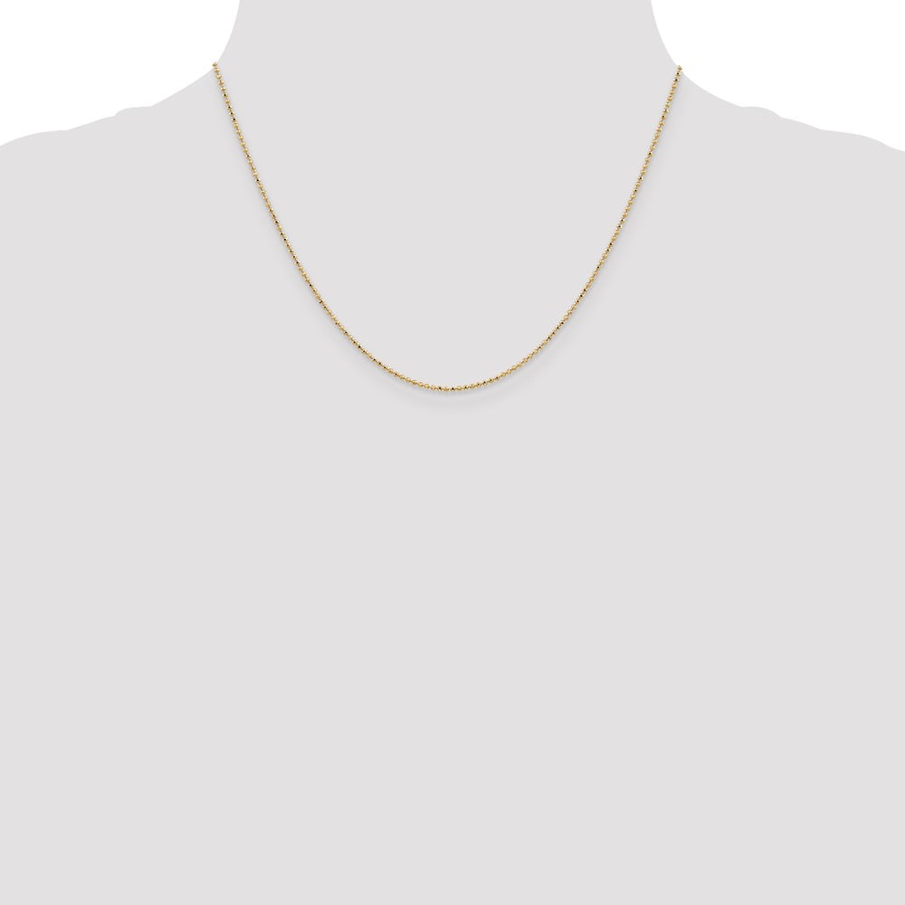 Primal Gold 14 Karat Yellow Gold 1.2mm Diamond Cut Beaded Ball Chain