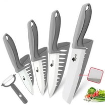 Ceramic Knife Set Kitchen Knives for Household Fruit Knives with Sheath 6" Bread Knife 5" Utility Knife 4" Fruit Knife 3" Paring Knife   One Peeler