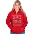thumbnail image 3 of Ugly Christmas Lights Lets Get Lit Zip Up Hoodie Men's Women's Brisco Brands S, 3 of 5