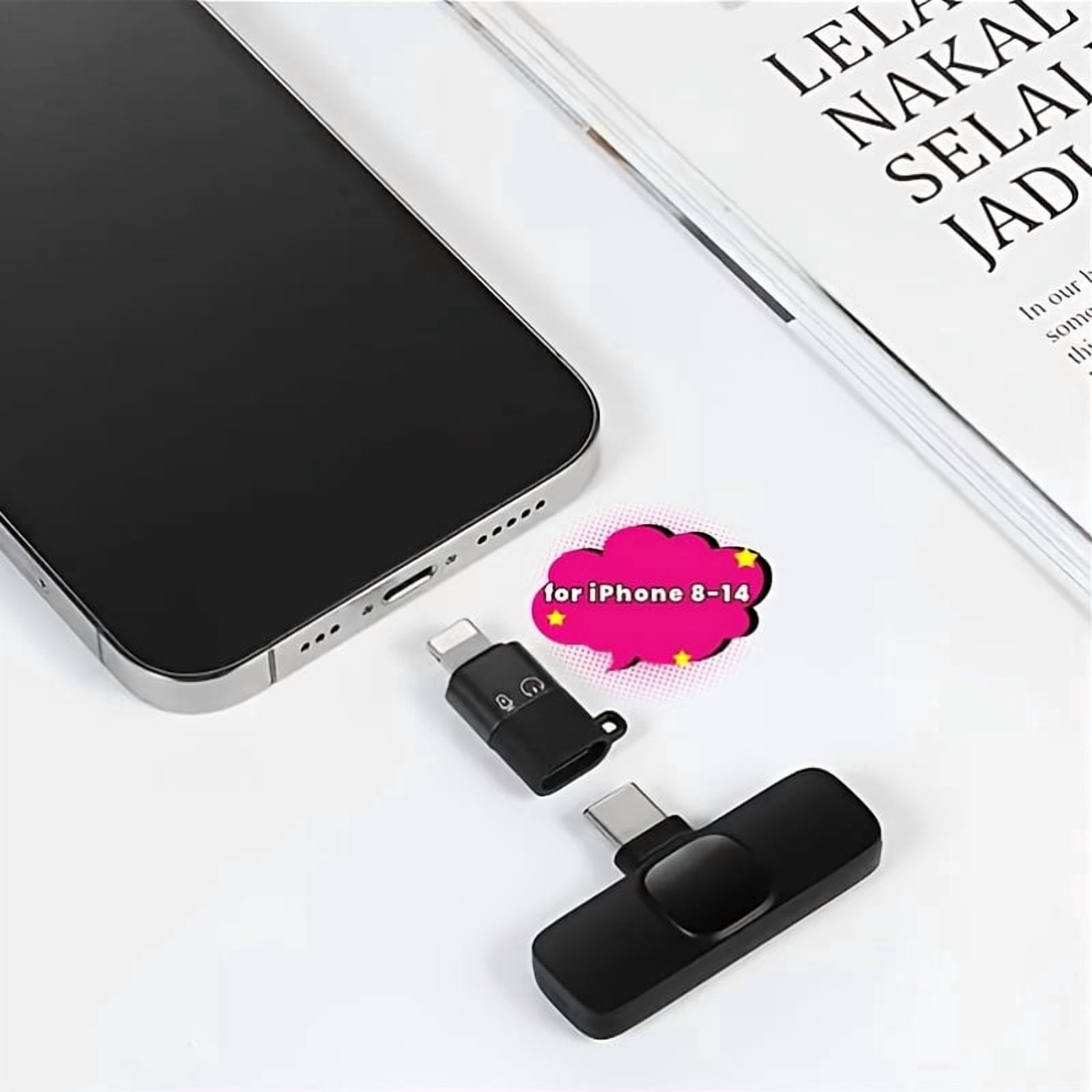 2/4 Wireless Lavalier Microphones for Android/ Iphone, Mini Noise-Canceling Mics for Video Recording, Interviews And Live Streaming, with Adapters Compatible with Iphone Models Before Iphone 14