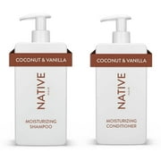 Native Moisturizing Shampoo & Conditioner Set, Coconut & Vanilla, Sulfate & Paraben Free, 16.5 oz