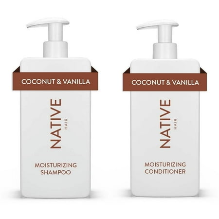 Native Moisturizing Shampoo & Conditioner Set, Coconut & Vanilla, Sulfate & Paraben Free, 16.5 oz