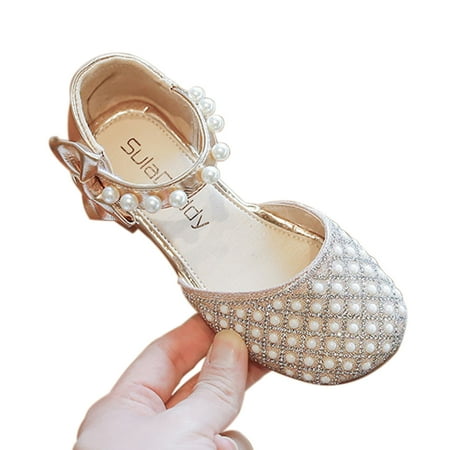 

Hawee Girls Pearl Grid Victorian Flat Ankle Straps Dress Shoes (Toddler Girls & Little Girls) JW266 Size 8-13.5