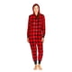 thumbnail image 2 of Pijama de una pieza de polar con capucha para mujer - Rojo (talla mediana), 2 of 6