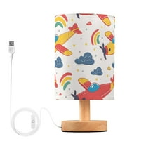 Cartoon Airplane Bedside Desk Lamp LED Table Nightstand Lamps Warm Light Fabric Lampshade for Home Bedroom Office Living Room Decor