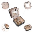 thumbnail image 3 of REGALWOVEN Uxcell Travel Size Accessory Box, Small Accessory Case with Mirror, PU Leather Accessory Organizer for Women Black, 3 of 8