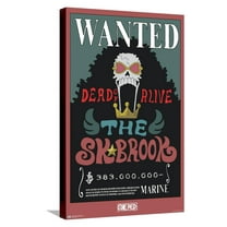 One Piece - Brook Wanted Poster Canvas Wall Poster, 14.725" x 22.375"