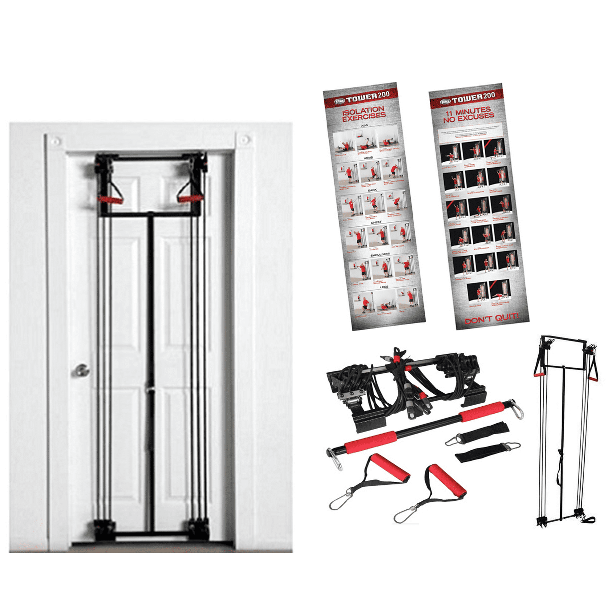 Body by Jake Tower 200 Door Gym Home Gym Exercise Workout System with Chart Guide DVD and Bonus Straight Bar Walmart