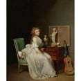thumbnail image 2 of Louis Léopold Boilly 12x14 Black Ornate Wood Framed Double Matted Museum Art Print Titled: Lady in a White Dress Seated at Her Desk, 2 of 5