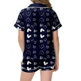 thumbnail image 4 of Girls Satin Pajamas Valentine Pjs Short Sleeve Heart Button Down Nightwear Girls Pajama Set 8-9 Years, 4 of 4