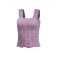 thumbnail image 1 of Tops Cortos de Tirantes Anchos con Cuello Cuadrado para Mujer, Tops Florales para Salir, Tops Cortos Ajustados con Ribete de Lechuga, Morados, Talla M, 1 of 6