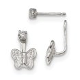 thumbnail image 1 of Sterling Silver CZ Butterfly Front & Back Post Post Dangle Earrings QE13531, 1 of 1