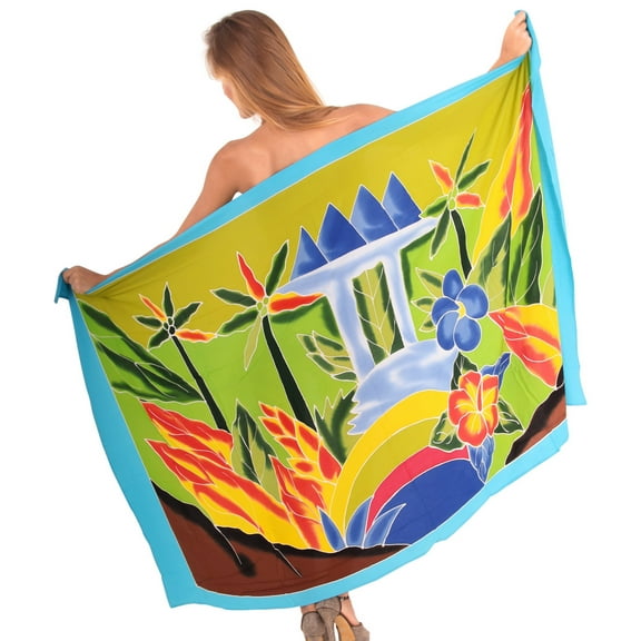 HAPPY BAY Women's Beachwear Summer Bikini Wrap Sarong Swim Cover up Skirt Bathing suit Swimwear Swimsuit Beach Wraps Coverups for Women One Size Turquoise, Floral