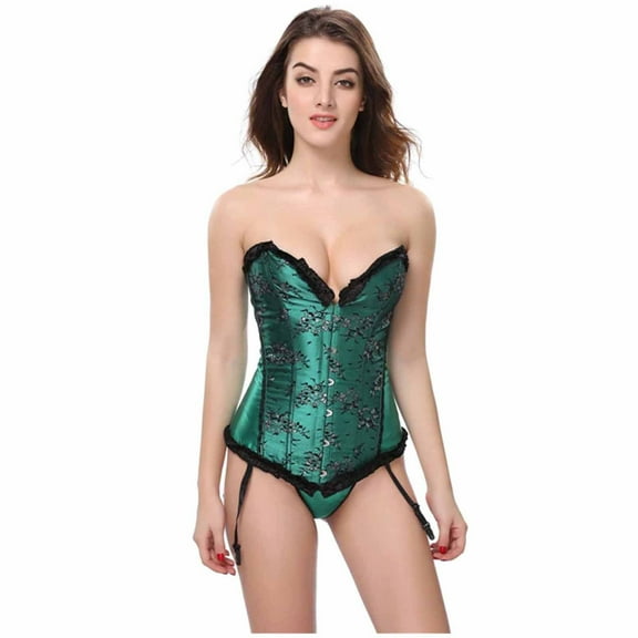 Aueoeo Booty Lifting Shapewear for Women, Seamless Body Shaper for Women Fashion Women's Boned Corsets V-Neck Printed Shapewear Outfit Sexy Underwear