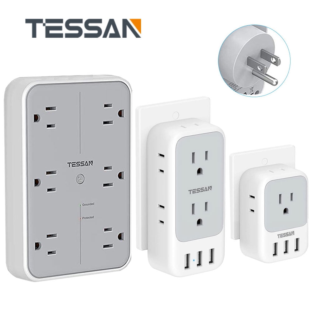 Buy TESSAN Multiple Outlet Wall Plug,4 AC Outlets 3 USB Ports,Multiple