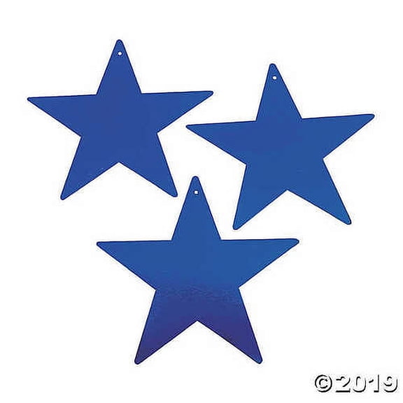 12" Blue Cardboard Star Decoration 12Pc - Party Decor - 12 Pieces