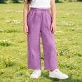 thumbnail image 6 of SONXAHE Toddler Boys Cotton Gauze Pants Solid High Waist Wide Leg Straight Fit Breathable Trousers,Purple, 6 of 6