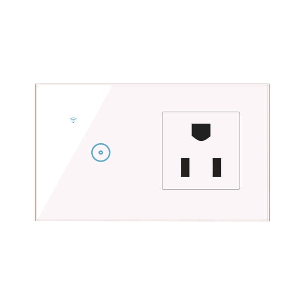 Bearachild Enchufe de pared inteligente enchufe de EE. UU. WiFi temporizador inalámbrico Control remoto interruptor de pantalla táctil toma de corriente Electrodomésticos blanco Enchufe de EE. UU. Bearachild HA005243-01