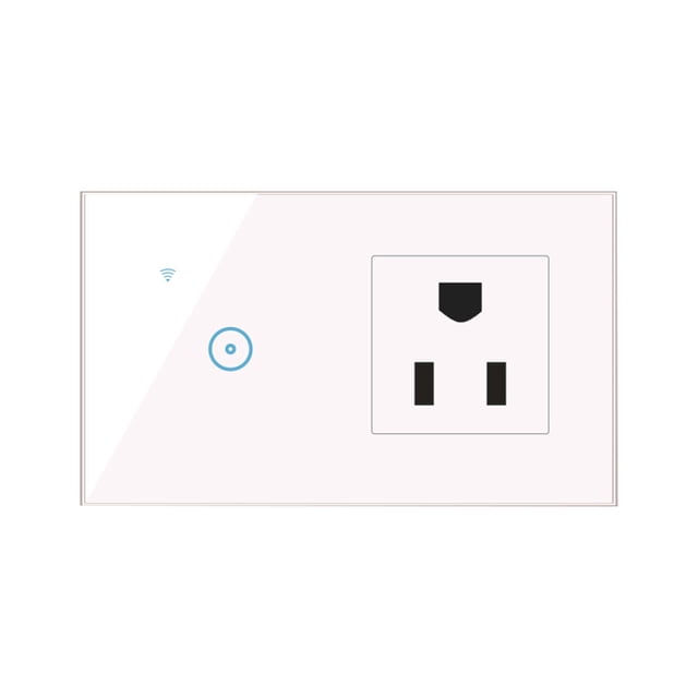 Bewildely Enchufe de pared inteligente enchufe de EE. UU. WiFi temporizador inalámbrico Control remoto interruptor de pantalla táctil toma de corriente Electrodomésticos blanco Enchufe de EE. UU. Bewildely HA005243-01