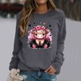 thumbnail image 2 of Wyzesi Sweatshirts en Coton pour Femmes, Motif Amusant, Sweatshirts à Col Rond, Manches Longues, Pull-Over, Automne, Bleu, 2 of 6