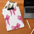 thumbnail image 6 of Pink Bowknots Watercolor Foldable Binder Folder Clipboard with Pen Slot Double Clips A4 Size File Storage, 6 of 8