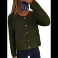 thumbnail image 4 of Suéteres de Punto para Mujer, Moda de Otoño, Larga, Botones, Chaqueta Informal de Moda, Ropa de Invierno. Verde Oscuro M, 4 of 9