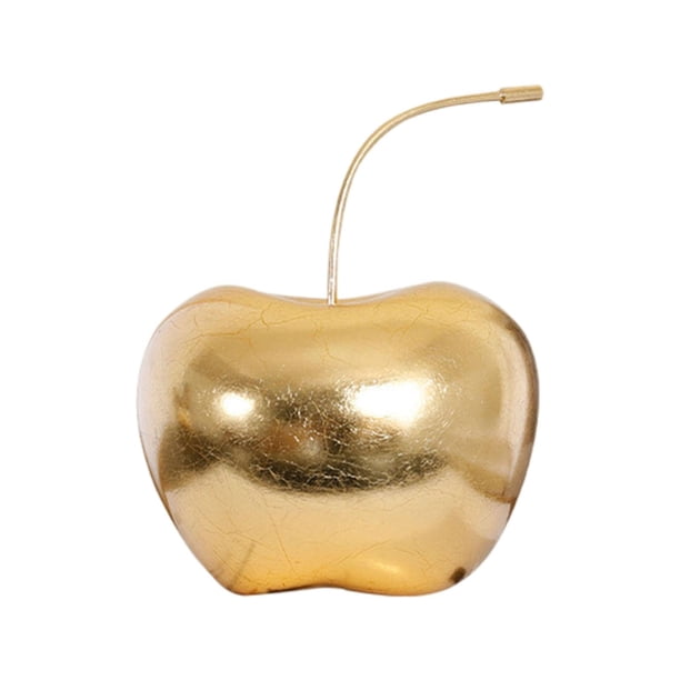 Adorno de manzana, accesorio decorativo para fotografía, estatua de manzana de resina para decoración del hogar. Oro L