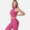 thumbnail image 2 of Active Women's High Neck Cropped Tank Top with Racerback Design - Small, Fuchsia, 2 of 6