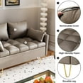 thumbnail image 5 of DSSTYLES Faux Leather Sofa Couch 44" W Loveseat Sofas with Button Tufted Design and Hand Stitched, Heavy Duty Foundation with Gold Metal Legs, Lift-Up Storage and Bolster Pillows in Dark Brown, 5 of 6