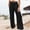 Black women cotton linen wide leg pants a1, variant on Cagogo Women Cotton Linen Wide Leg Pants High Waisted Flowy Casual Long Palazzo Trousers for Beach Summer Lounge with Pockets Fashion Beachwear Clothes, Black XL