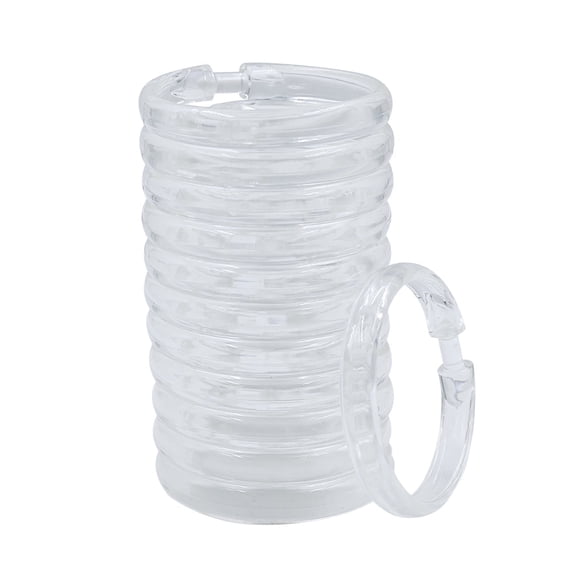 12 Pack Shower Curtain Rings Plastic Curtain O Rings Hook Glide Easily on Bathroom Shower Rod, Clear