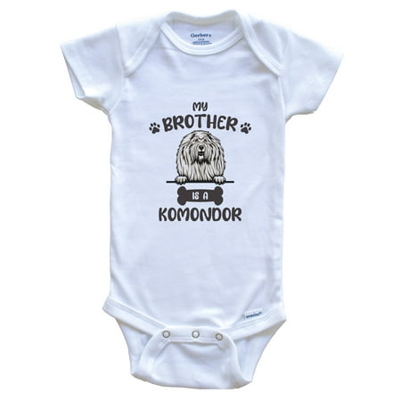 

My Brother Is A Komondor Cute Dog Breed Baby Bodysuit 3-6 Months White