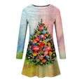 thumbnail image 3 of WaiiMak Robe de Mode pour Femmes Imprimé Arbre de Noël Manches Longues Col Rond, 3 of 4