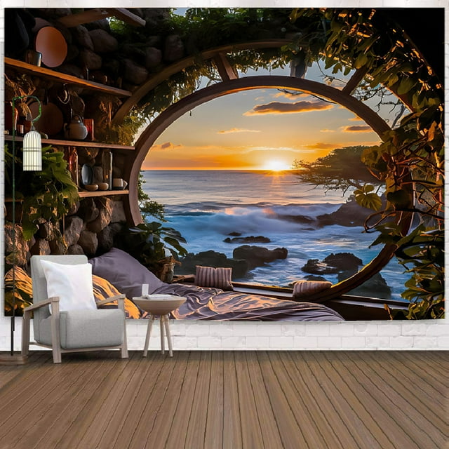 Tapiz de microtela con paisajes y paisajes, 300 x 185 cm, para colgar en la pared
