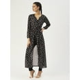 thumbnail image 2 of DressBerry Women’s Printed Poly&nbsp;Georgette Top Long Sleeves with Elasticated Cuffs Round Neck Front Open Slit with Tie-up Strings Casual Long Top, 2 of 7