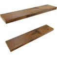 thumbnail image 6 of Floating Shelves for Bedroom, Bathroom & Living Room - 36 Inch Wall Mounted, Set of 2-1.3" Thick Brown Wood Floating Book Shelves, 6 of 6