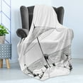 thumbnail image 4 of Beach Soft Flannel Fleece Throw Blanket, Doodle Style Sketch Pattern Monochrome Illustration Ocean and Boat Pencil Drawing, Cozy Plush for Indoor and Outdoor Use, 50" x 70", Black White, by Ambesonne, 4 of 5