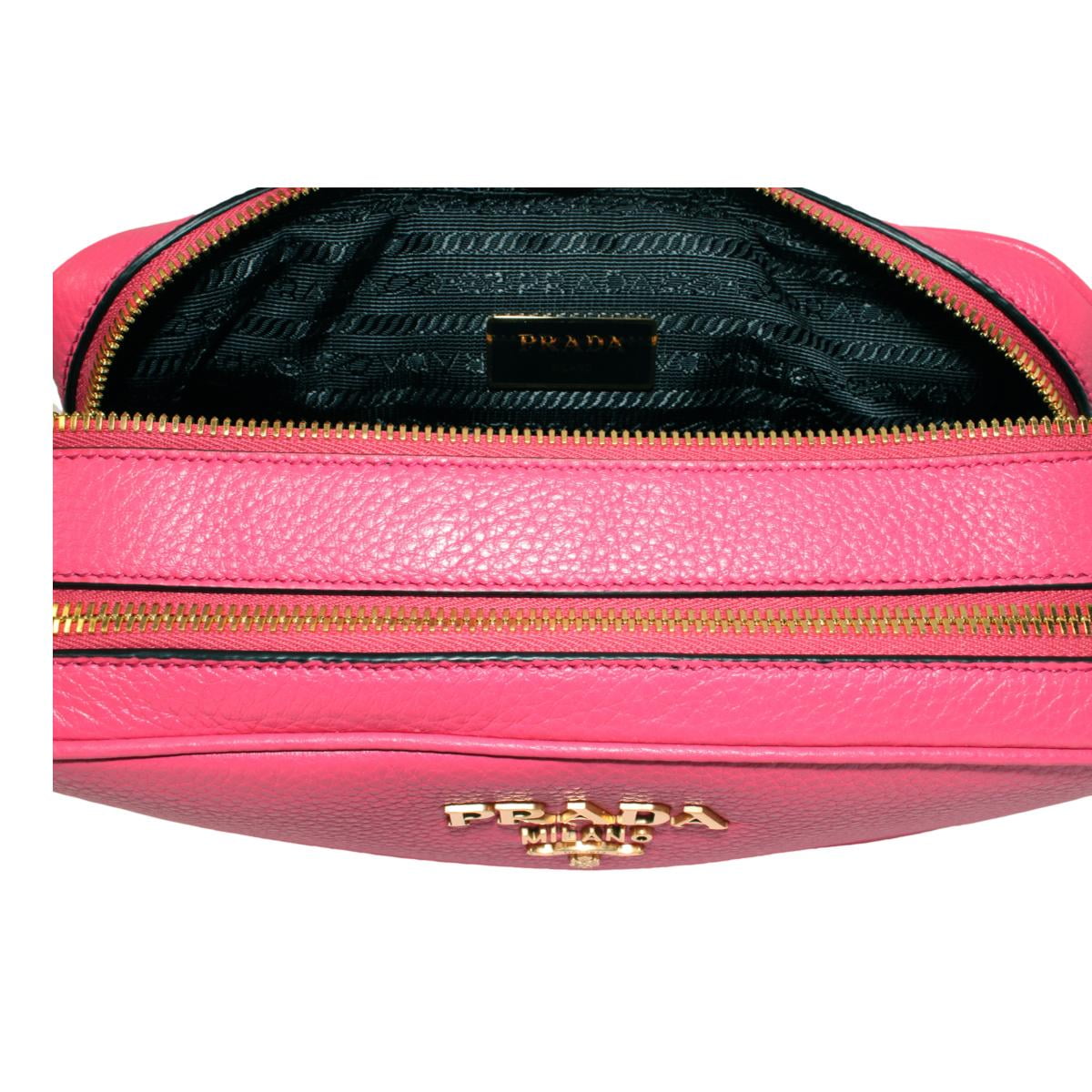Prada Women's Vitello Phenix 1bh079 Pink Leather Cross Body Bag: Handbags