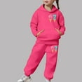 thumbnail image 6 of 67 Six Seven Letter Outfits Set For Kids Outfits Set Casual Girls Fashion Hoodie And Jogger Cute Printed Pullover Tracksuit For Kids And Daily Wear Hot Pink 150(10-11 Years), 6 of 9