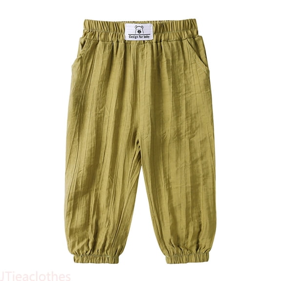 JTieaclothes Toddler Kids Boy Girl Casual Basic Plain Soft Trousers Baby Spring Summer Comfy Linen Pants,Boys Pants Sizes 18-24 Months