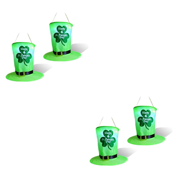 Matsuzay Guirnalda de luces verdes, sombrero de duende LED, decoraciones colgantes para el día de San Patricio, funciona con pilas para el Type1 NO1