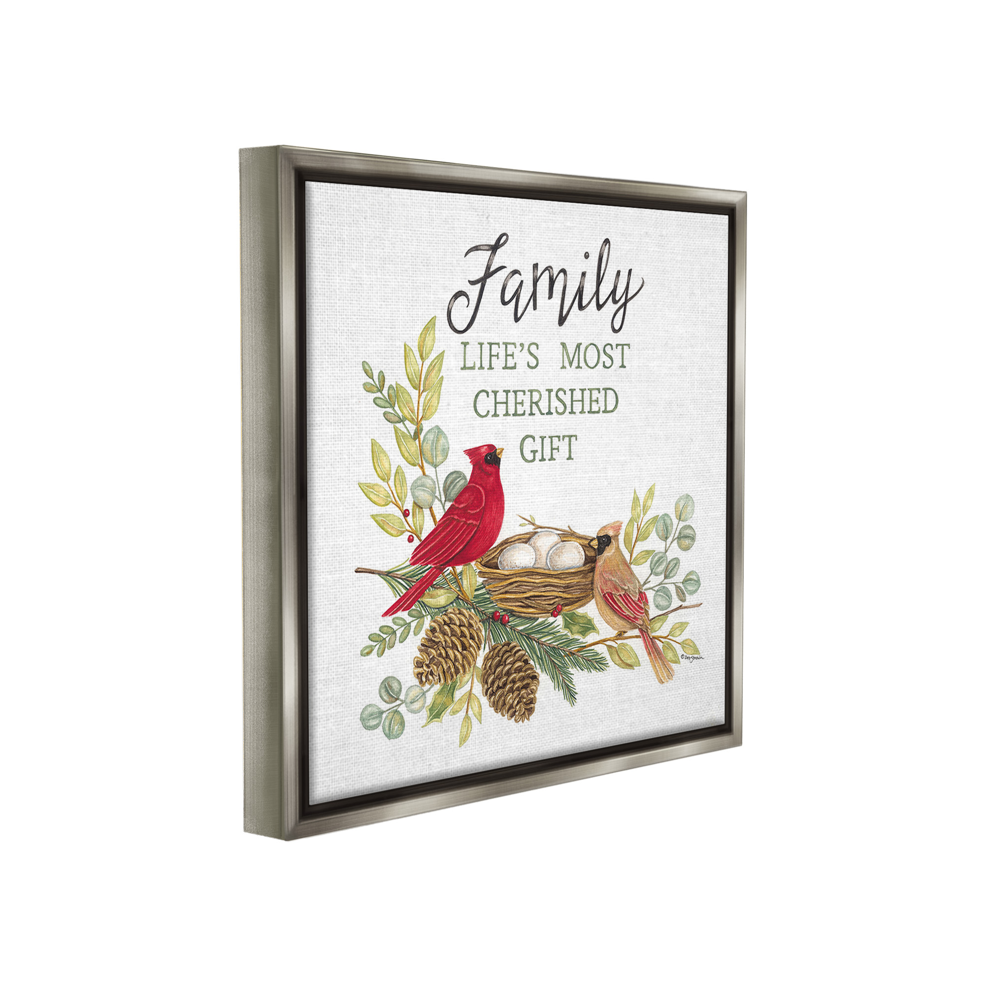 Stupell Industries Family Is Cherished Gift Animals & Insects Painting Gray Floater Framed Canvas Art Print Wall Art, 25 x 25