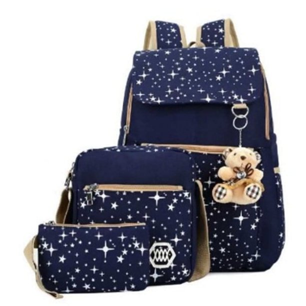 Mochila estilo universitario mochila de oso niñas estudiantes de secundaria mochila escolar de tres piezas