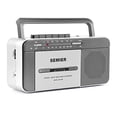 thumbnail image 1 of Reproductor de Cassette Boombox Retro con Radio AM/FM, Estéreo, Alimentado por AC o 4 Pilas C, Grabador Portátil de Cassettes Vintage con Altavoz Grande y Conector para Auriculares, 1 of 3
