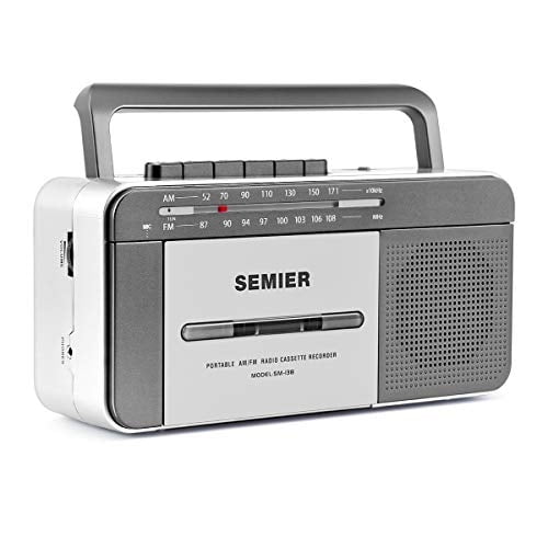 Reproductor de Cassette Boombox Retro con Radio AM/FM, Estéreo, Alimentado por AC o 4 Pilas C, Grabador Portátil de Cassettes Vintage con Altavoz Grande y Conector para Auriculares
