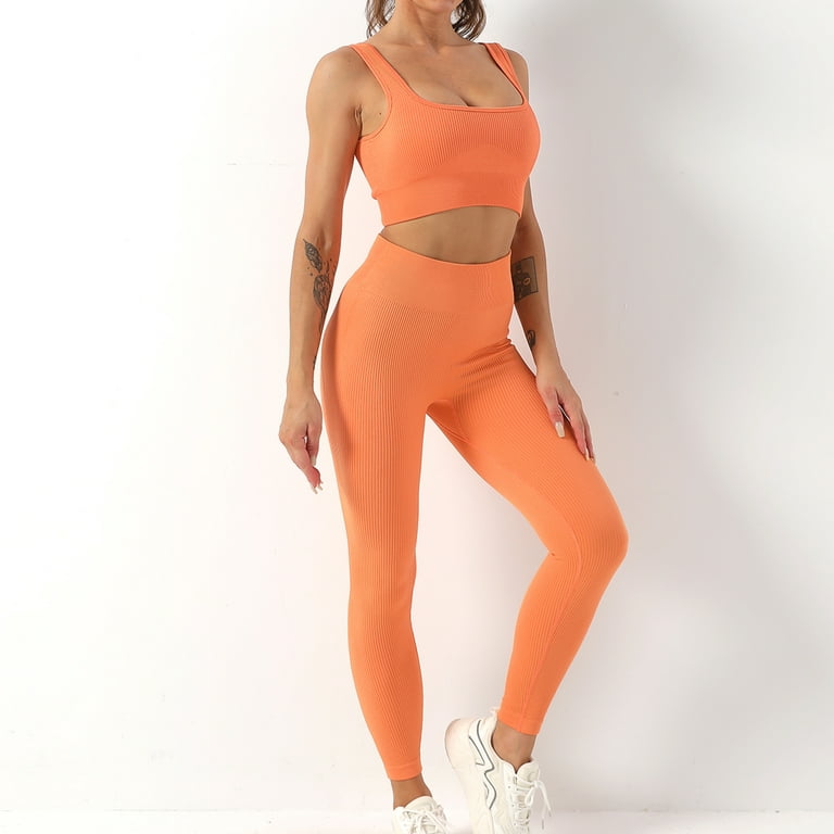  Workout Sets for Women, Seamless Crop Tops Leggings Matching 2  Pieces Outfits, Sexy Two Piece Yoga Workout Outfits (S, Trousers Dark  Orange-) : Clothing, Shoes & Jewelry
