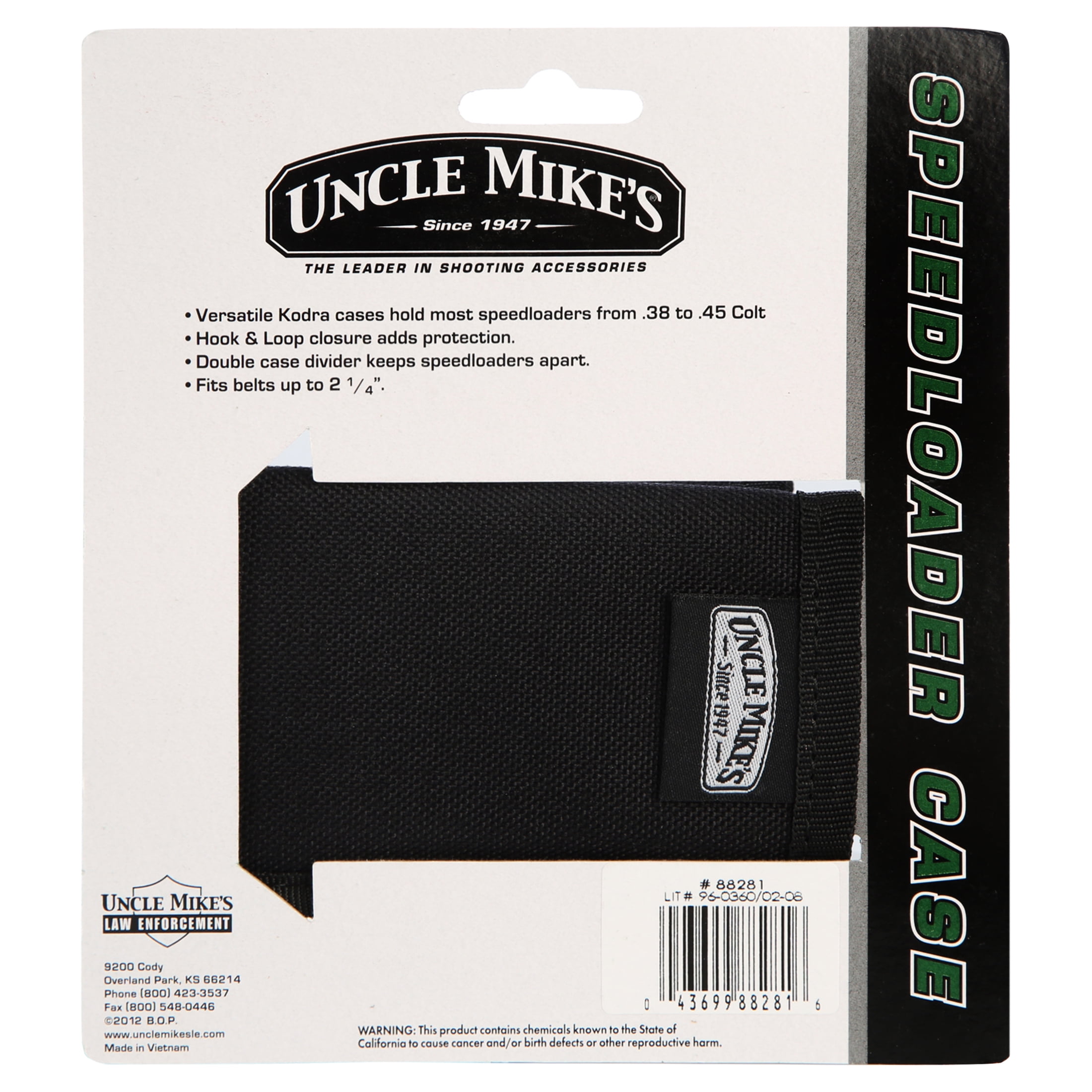 UNCLE MIKES DBL SPEEDLOADER POUCH -1 FITS BELTS UP TO 2.25" BLACK NYLON