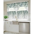 thumbnail image 4 of Green Eucalyptus Leaves Kitchen Curtains Swag Valance and Tier Curtains Set 36 Inch Length, Summer Botanical Watercolor Rod Pocket Drape Panels Pair Swag Curtains for Bathroom/Cafe/Window, 4 of 6