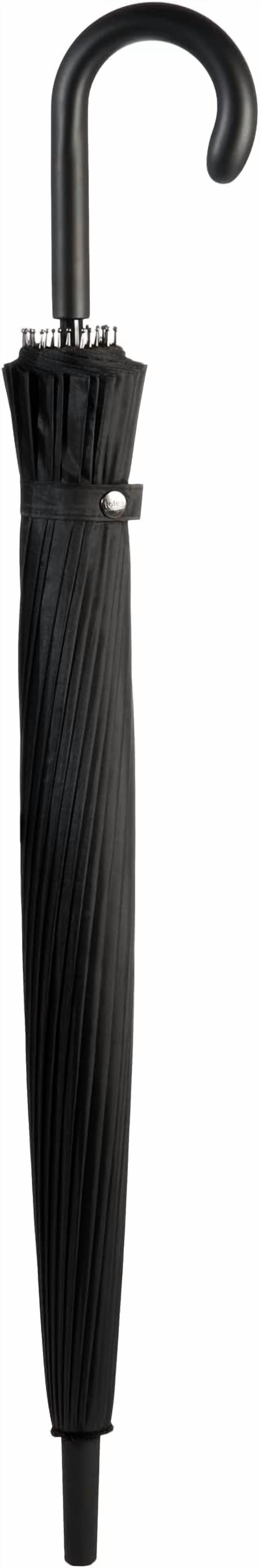 totes Large Eco Auto-Open 24 Rib Stick Umbrella with a Classic J Hook Curved Handle, Black, 46"