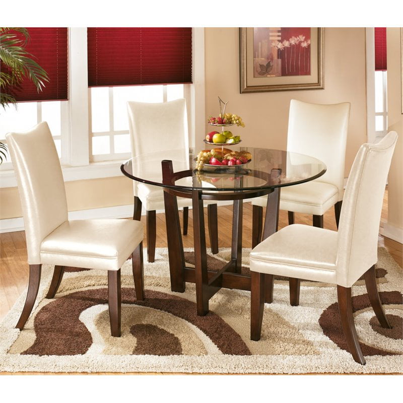 Ashley Furniture Charrell 5 Piece Glass, Round Glass Table Sets For Dining Room